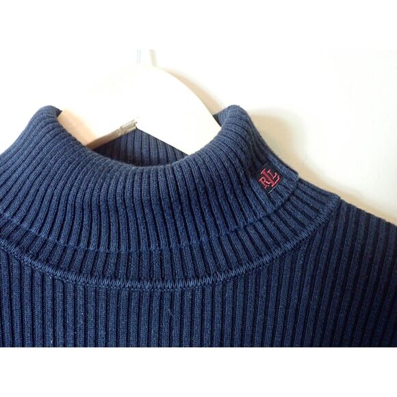 Lauren Ralph Lauren Vintage Ribbed Knit Turtleneck Black Mock Neck Logo Large - Picture 4 of 7